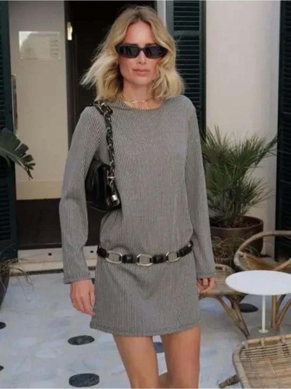 ANINE BING Moss Dress in Black And Grey
